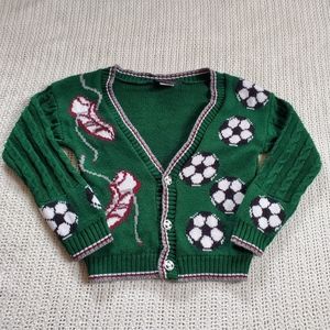 VTG Expressions Kids Size 5/6 Cardigan Sweater Soccer Button Down Cable Knit